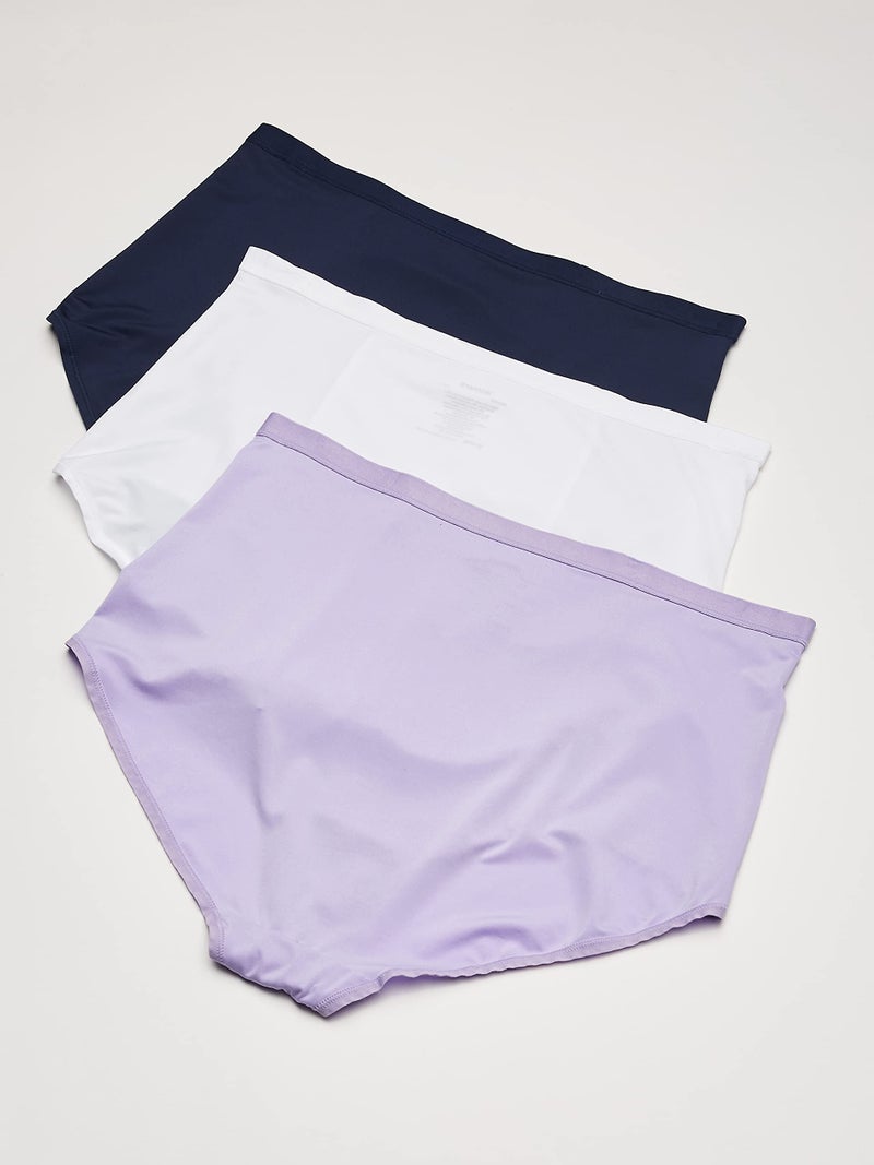Warner's womens Blissful Benefits By Warner's Tummy Smoothing Brief Panties Multipack Underwear, Lavender Macaron/White/Navy Ink, Medium US - Image 4